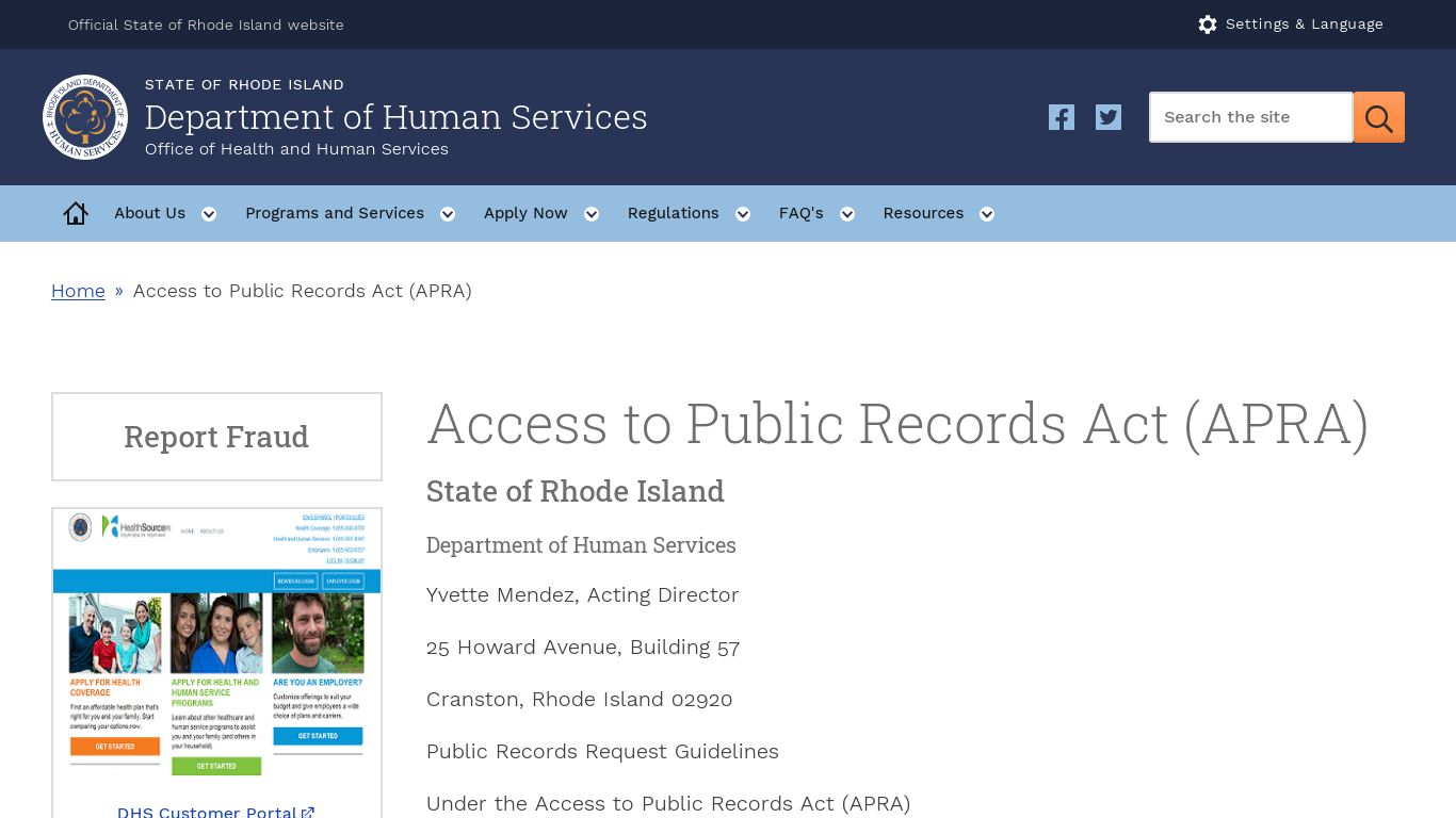 Access to Public Records Act (APRA) | RI Department of ...